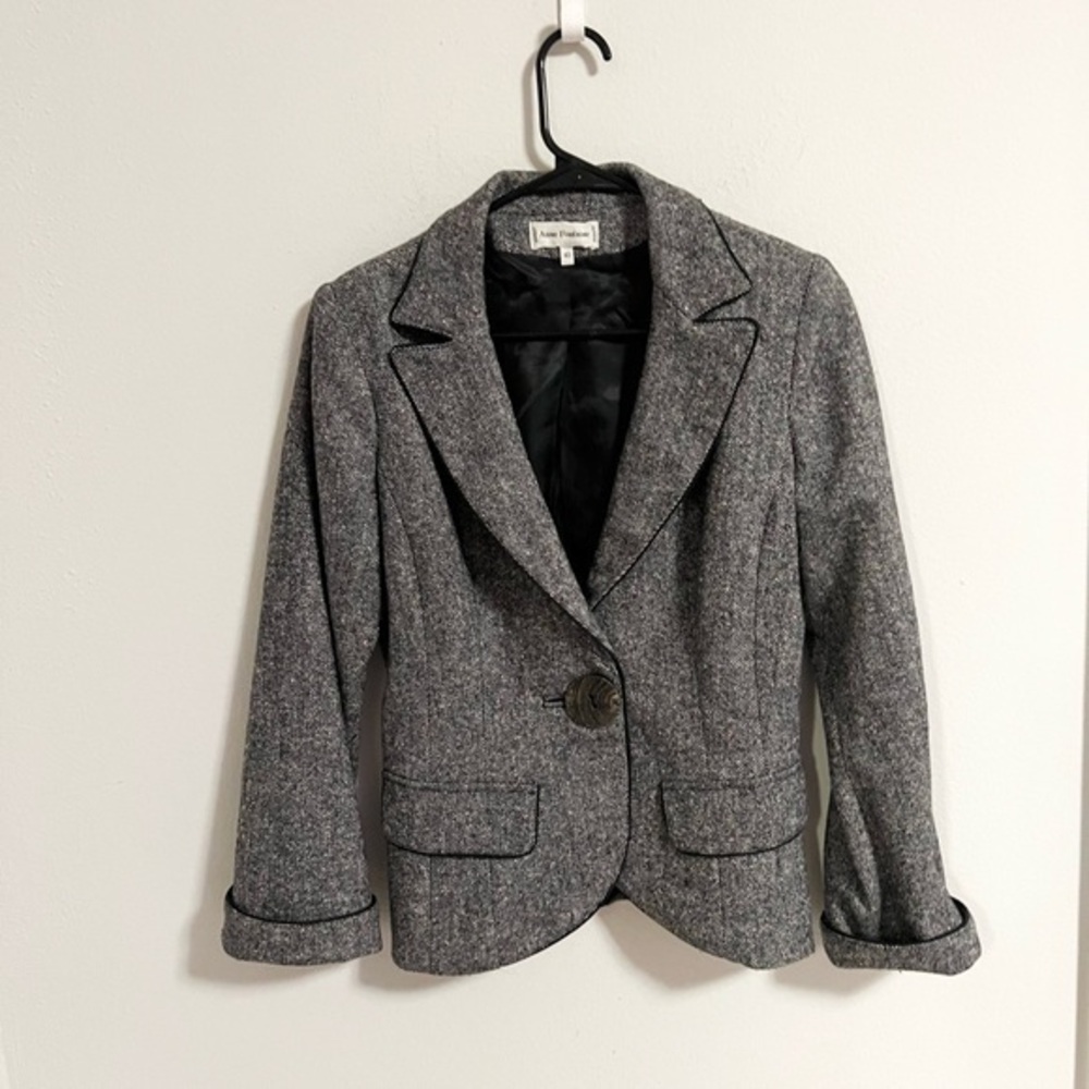 Anne Fontaine wool blend one button blazer in grey size 40